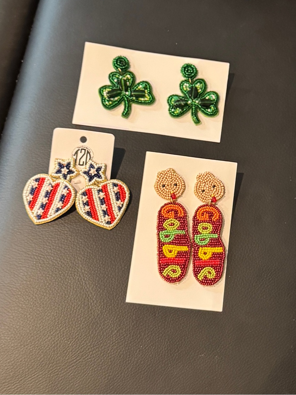 Holiday Beaded Earrings (3 pairs)
